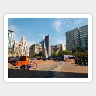 Scene in Pershing Square, Downtown Los Angeles Sticker